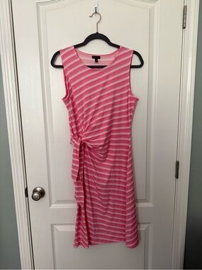 TALBOTS Stripped Pink Striped Knot-Front Dress